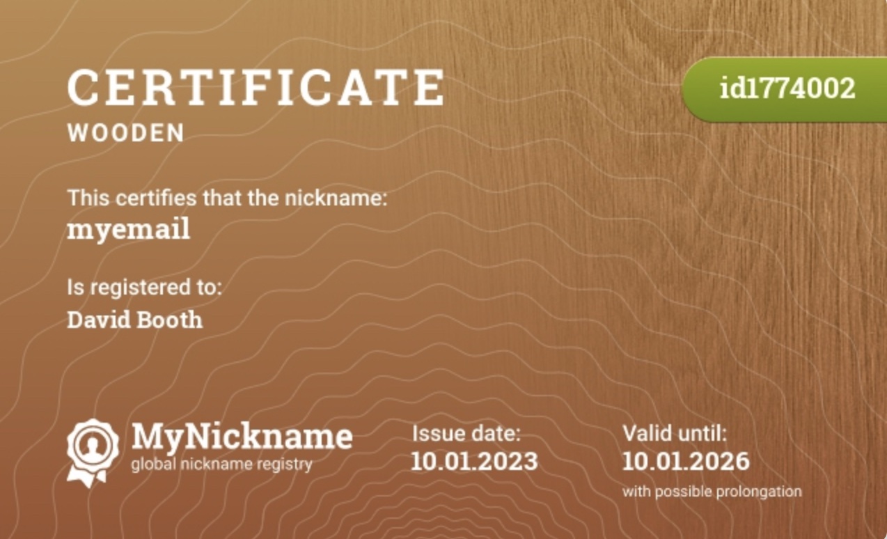 Registering names. Сервис mynickname.